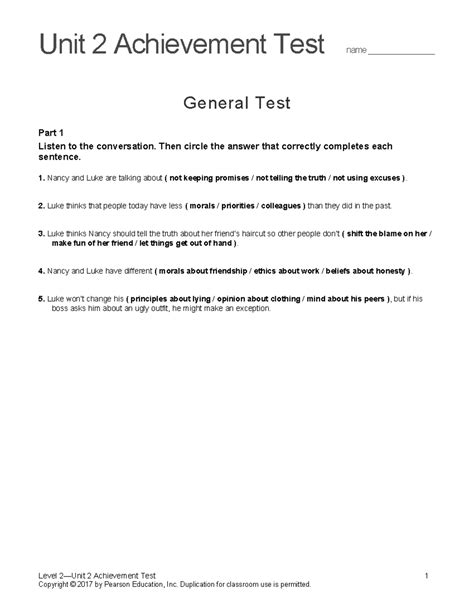 longman summit 2 achievement test unit 6