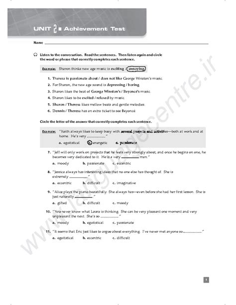 Longman Summit 2 Test Unit 3 Grammar