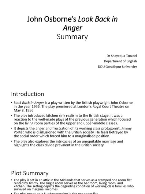 Look Back In Anger Summary