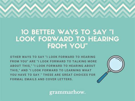 Look Forward For Hearing From You