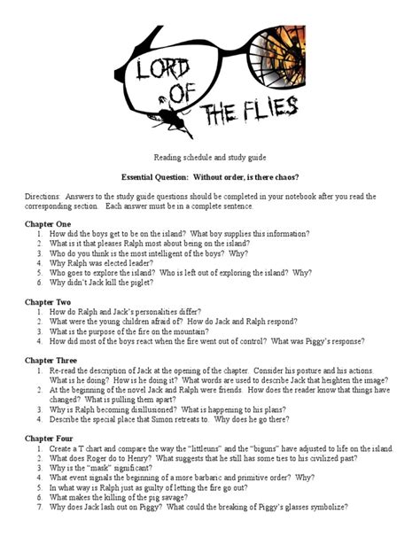 Lord Of The Flies Study Packet Answers