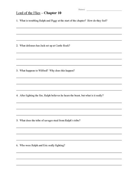 Read Lord Of The Flies Worksheet Chapter 10 