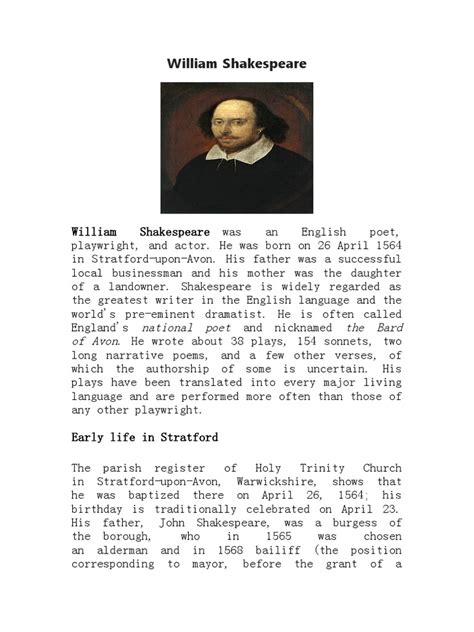 lorenz zouk biography of william shakespeare
