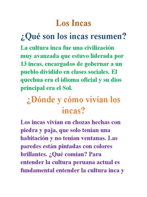 Los Incas Resumen