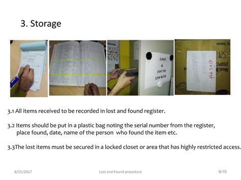 lost and found procedure in housekeeping department