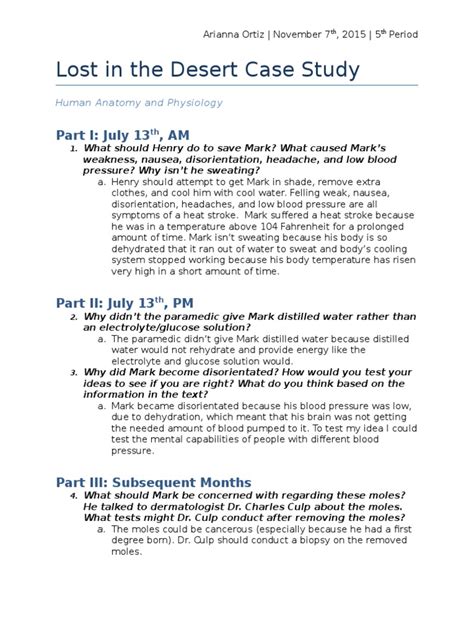 Lost In The Desert Case Study Answer Key