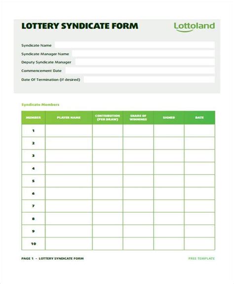 Lottery Syndicate Form