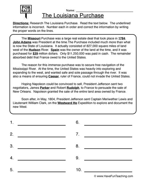 Louisiana Purchase Worksheet Answers   5th Grade Main Idea Worksheet About The Louisiana - Louisiana Purchase Worksheet Answers