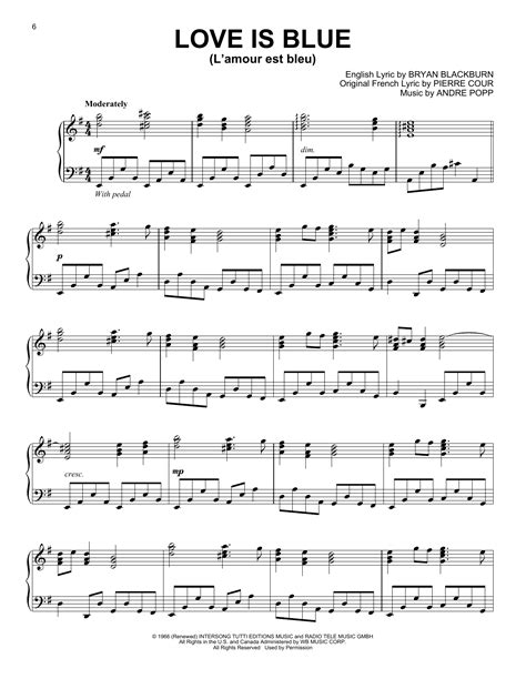 Download Love Is Blue Piano Vocal Sheet Music 