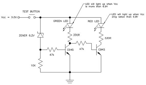 Low Battery Indicator Circuit 9v