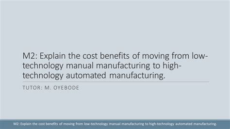 Low Technology Manual Manufacturing