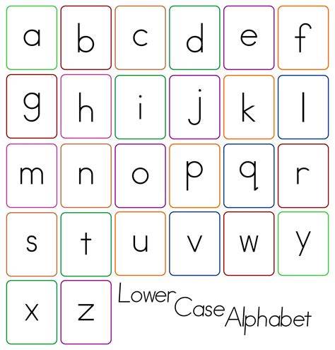 lower case alphabet flash cards