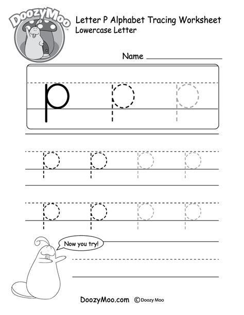 Lowercase Letter P Tracing Worksheet Doozy Moo Letter P Tracing Worksheet - Letter P Tracing Worksheet