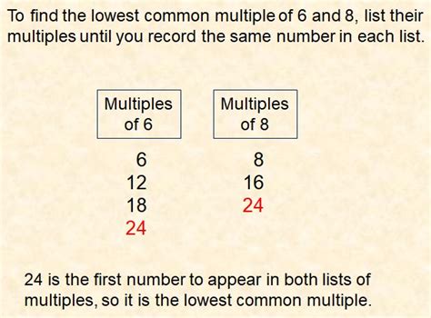 Lowest Common Multiple Of 6 And 8