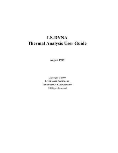 Ls Dyna Thermal Analysis User Guide