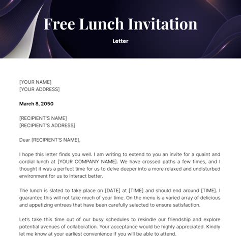 Lunch Invitation Letter Sample