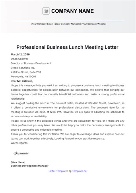 Lunch Meeting Request Email Sample