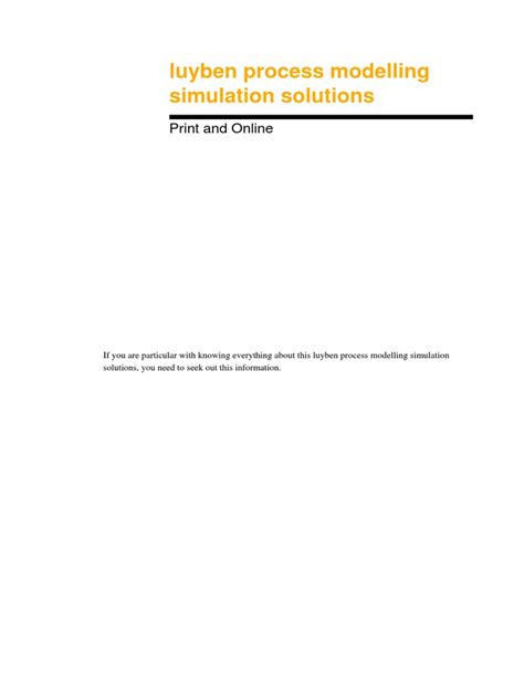 Download Luyben Process Modelling Simulation Solutions 