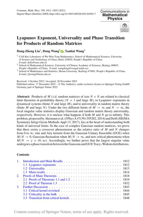 Read Lyapunov Exponents Of Products Of Random Matrices 