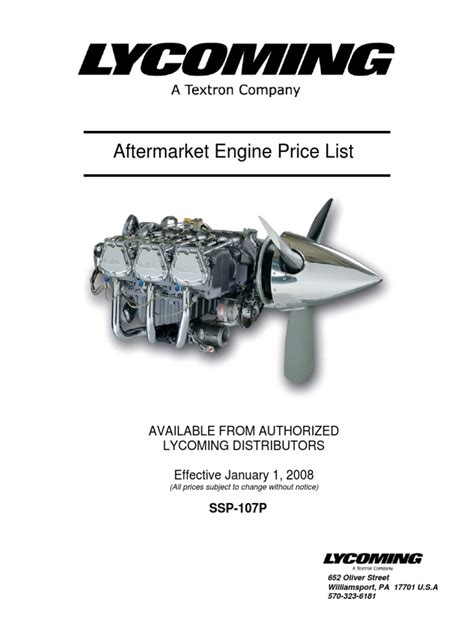 Read Lycoming Engines Price List 