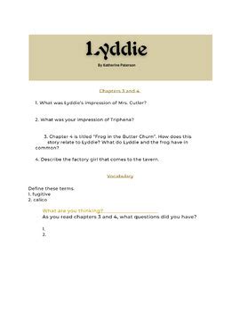 Download Lyddie Chapter Questions 