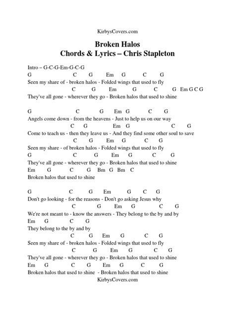 Lyrics Broken Halos Chris Stapleton