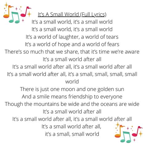 Lyrics For All The Small Things