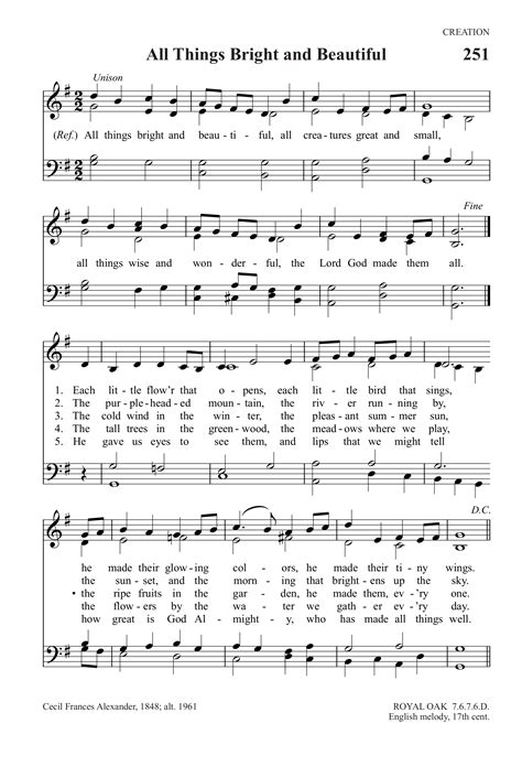 Lyrics For All Things Bright And Beautiful Hymn