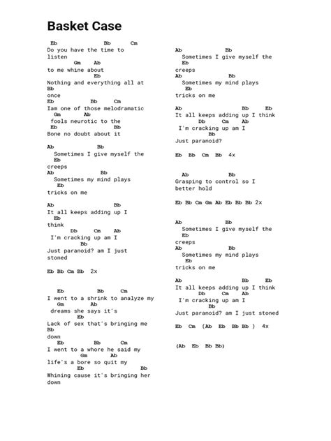 Lyrics For Basket Case