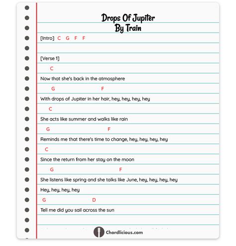 Lyrics For Drops Of Jupiter