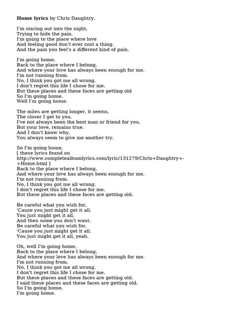 Lyrics For Home