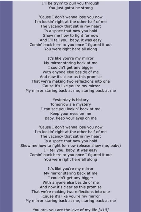 Lyrics For Mirrors