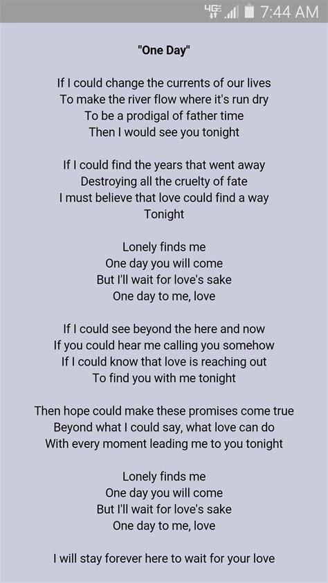 Lyrics For One Day At A Time