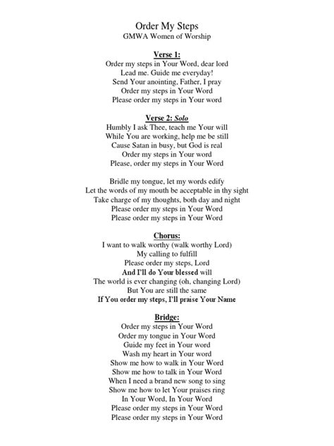 Lyrics For Order My Steps