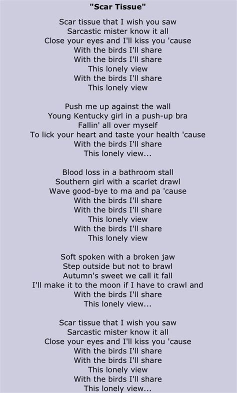 Lyrics For Scar Tissue