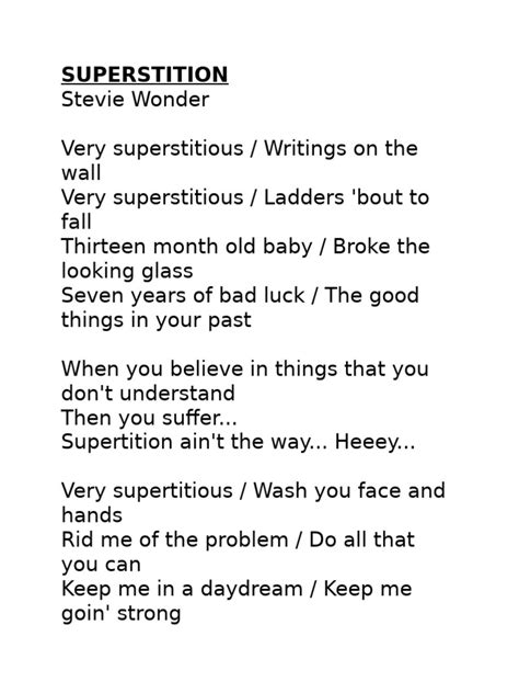 Lyrics For Superstition