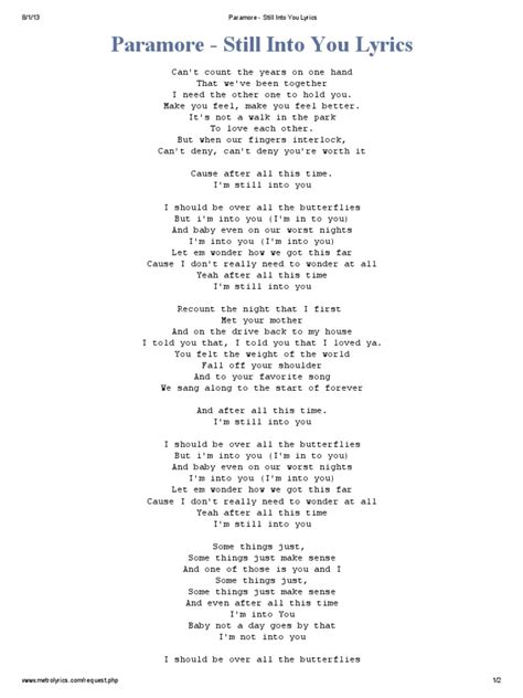 Lyrics Into You Paramore