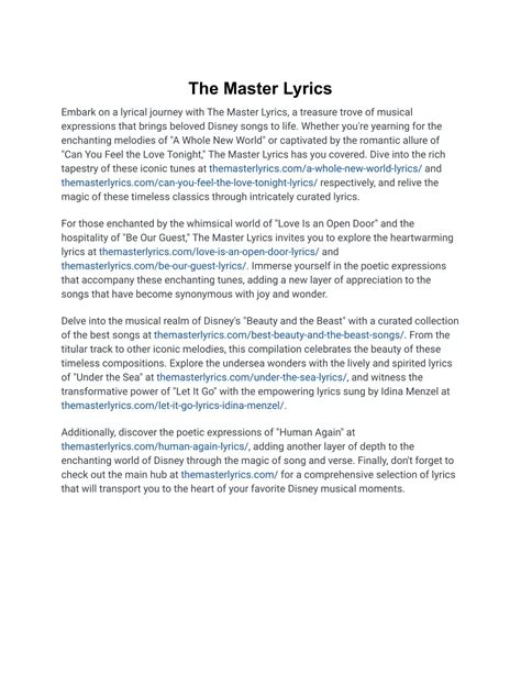 Lyrics Of Master Of The House