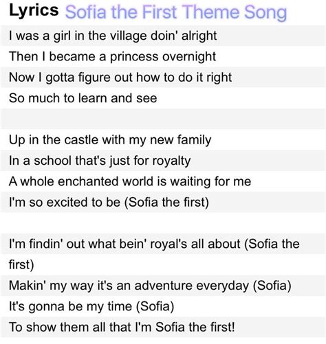 Lyrics Of Sofia The First