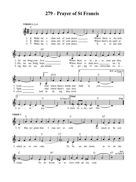 Lyrics Prayer Of St