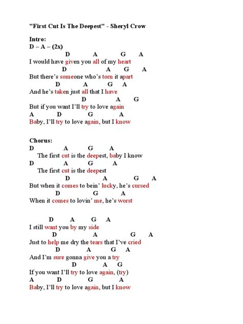 Lyrics The First Cut