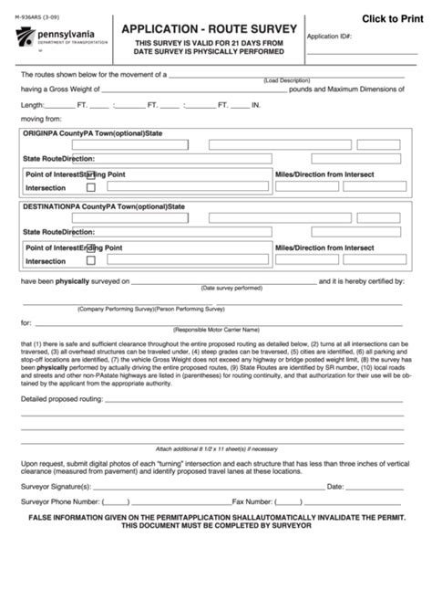 M 936ars 3 09 Application Route Survey