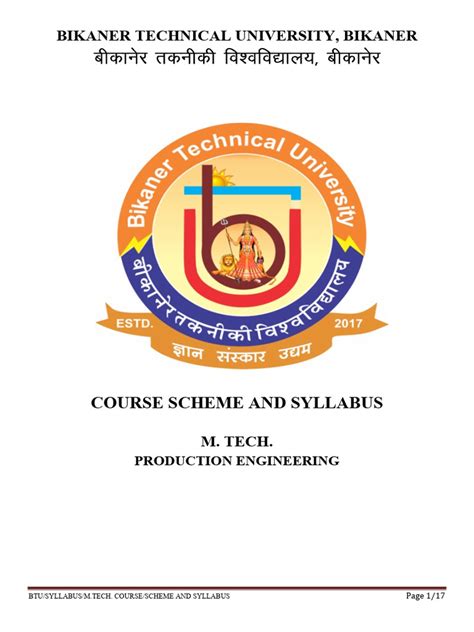 m tech production engineering scheme of examination