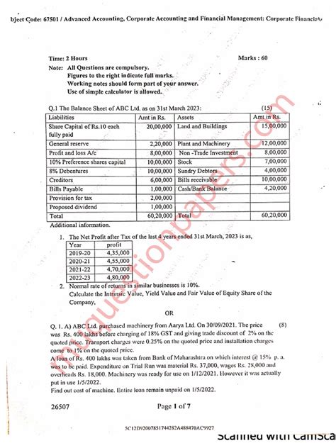 Full Download M Com Paper Financial Accounting Auditing 