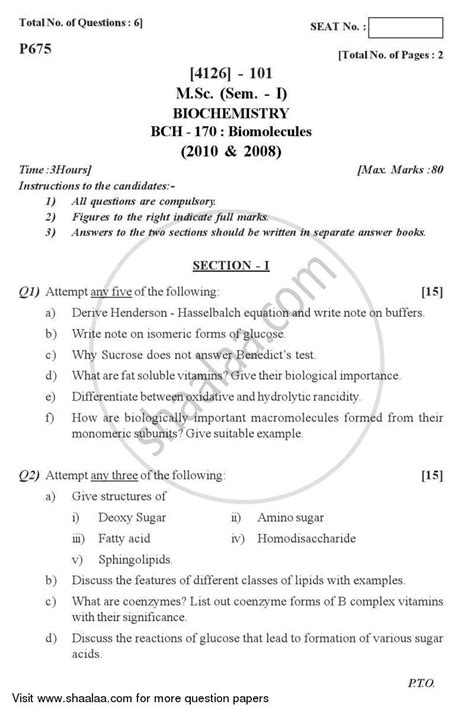 Read M Sc Biochemistry Question Paper File Type Pdf 