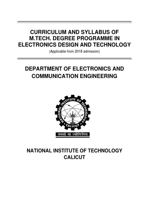 Read Online M Tech Electronics Design And Technology Syllabus 