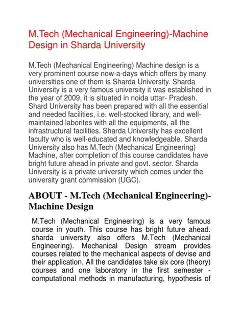 Full Download M Tech Mechanical Engineering Machine Design Course 