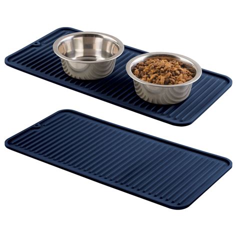 mDesign Silicone Pet Food and Water Bowl Feeding Mat for Dogs