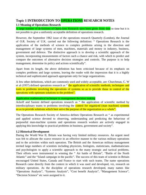 Ma9110 Operations Research Notes