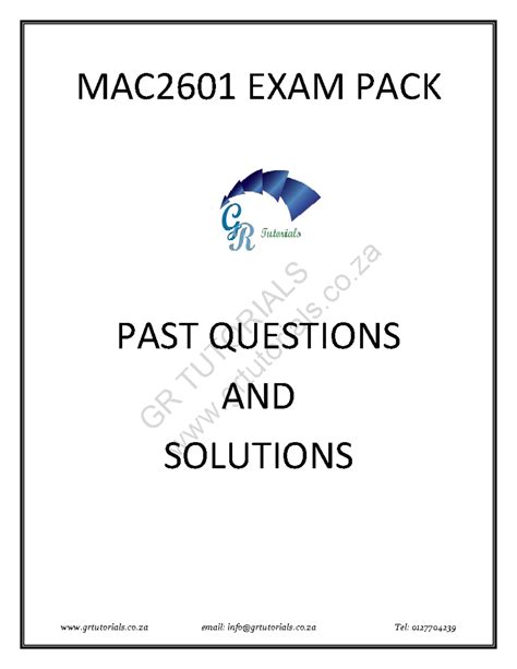 Mac2601 Past Exam Solutions